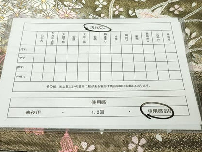 平和屋着物◎六通柄袋帯　唐織　花筏文　金糸　正絹　逸品　DABJ3455ea