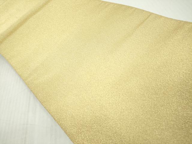 平和屋着物◎両面　全通柄袋帯　綴れ　ネープルスイエロー色×練色　金糸　正絹　逸品　DABJ3469ea