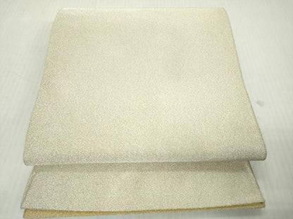 平和屋着物◎両面　全通柄袋帯　綴れ　ネープルスイエロー色×練色　金糸　正絹　逸品　DABJ3469ea