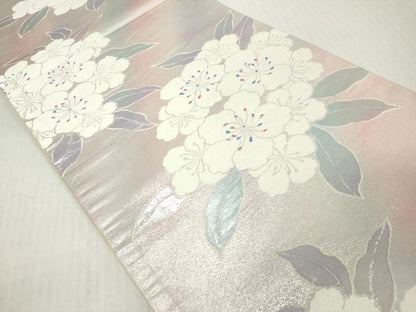 平和屋着物◎六通柄袋帯　舞花文　銀糸　正絹　逸品　DABJ3470ea