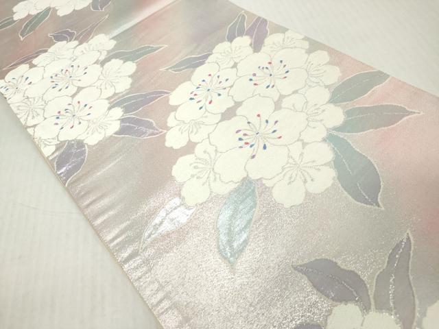 平和屋着物◎六通柄袋帯　舞花文　銀糸　正絹　逸品　DABJ3470ea