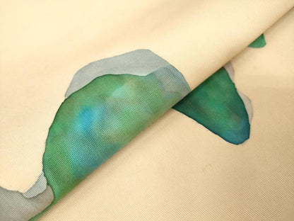 平和屋着物◎塩瀬　九寸名古屋帯　ろうけつ染め　抽象文様　正絹　逸品　DABJ3476ea