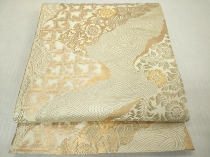 平和屋着物◎六通柄袋帯　道長鳳凰花文　金糸　三越扱い　正絹　逸品　DABJ3484ea
