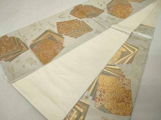 平和屋着物◎六通柄袋帯　豊彩錦　彩美色紙文　金銀糸　正絹　逸品　DABJ3493ea