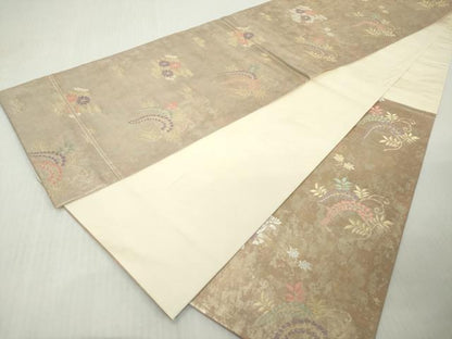 平和屋着物◎六通柄袋帯　唐織　慶長遊禽文　金銀糸　引箔　正絹　逸品　DABJ3497ea