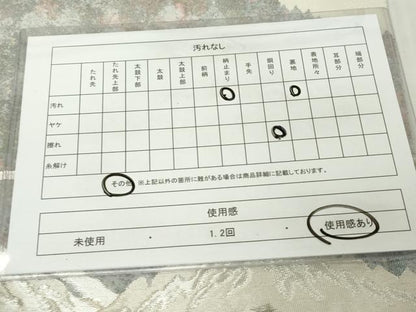 平和屋着物◎六通柄　京袋帯　重ね山文　銀糸　正絹　逸品　DABJ3511ea