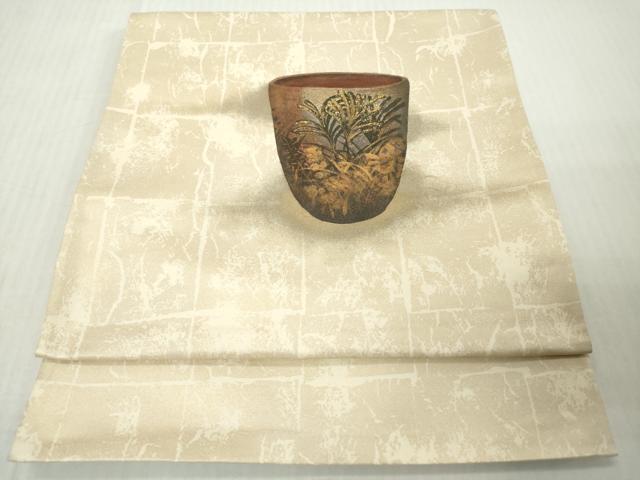 平和屋着物◎太鼓柄袋帯　手描き　陶器文　金彩　正絹　逸品　DABJ3517ea