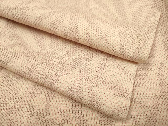 平和屋着物▽本塩沢　単衣　110亀甲　草葉文　正絹　逸品　DABI4521du