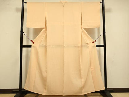 平和屋着物▽上質な色無地　単衣　洒落柿色　正絹　逸品　DABJ3522du