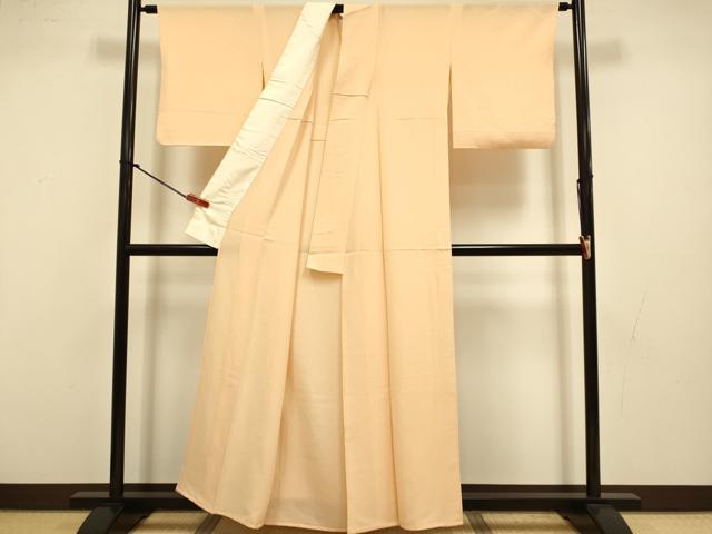 平和屋着物▽上質な色無地　単衣　洒落柿色　正絹　逸品　DABJ3522du