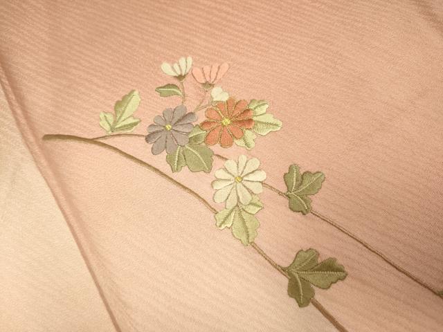 平和屋着物▽訪問着　単衣　刺繍　枝花文　暈し染め　金彩　正絹　逸品　DABJ3524du
