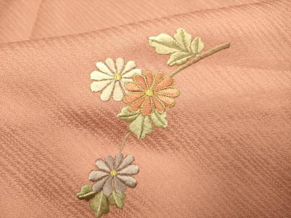 平和屋着物▽訪問着　単衣　刺繍　枝花文　暈し染め　金彩　正絹　逸品　DABJ3524du
