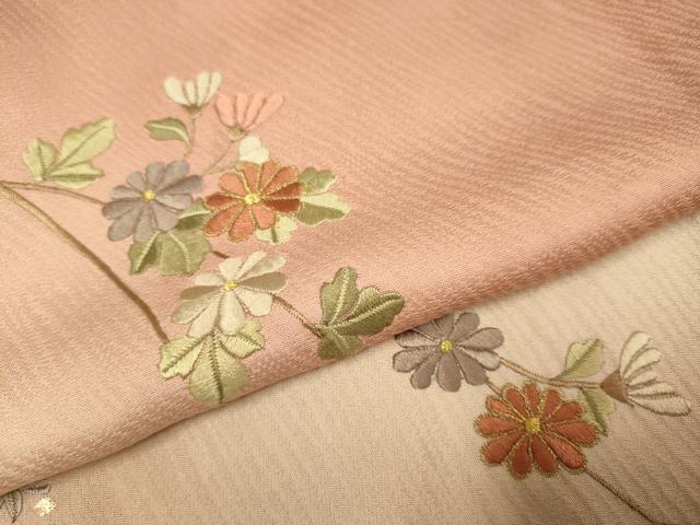 平和屋着物▽訪問着　単衣　刺繍　枝花文　暈し染め　金彩　正絹　逸品　DABJ3524du