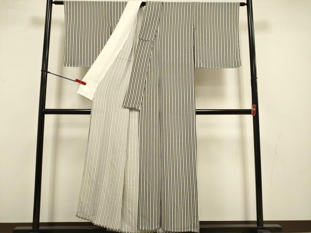 平和屋着物▽上質な小紋　単衣　間道　鬼しぼ縮緬　正絹　逸品　DABJ3525du