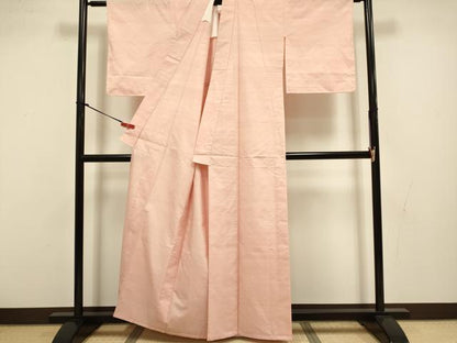 平和屋着物▽上質な紬　単衣　一斤染色　正絹　逸品　DABJ3527du
