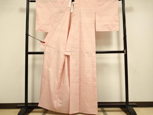 平和屋着物▽上質な紬　単衣　一斤染色　正絹　逸品　DABJ3527du