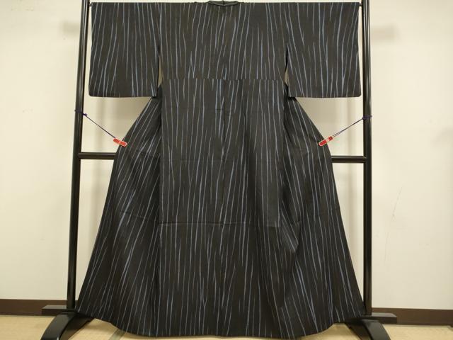 平和屋着物▽本場染大島紬　単衣　変わり縞　さが美扱い　正絹　逸品　DABJ3534du