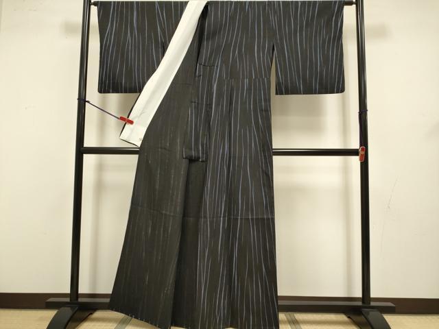 平和屋着物▽本場染大島紬　単衣　変わり縞　さが美扱い　正絹　逸品　DABJ3534du