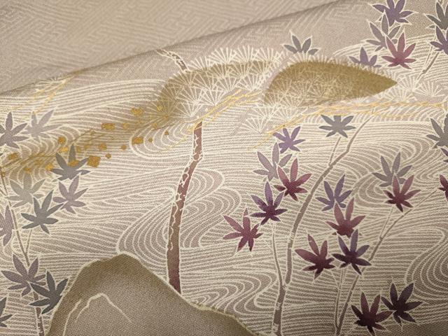 平和屋着物▽訪問着　単衣　浜松文　金彩　正絹　逸品　未使用　DABJ3543du