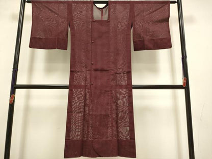 平和屋着物▽道行コート　スリーシーズン　春夏秋　塵除け　縞　ロング丈　正絹　逸品　DABJ3545du