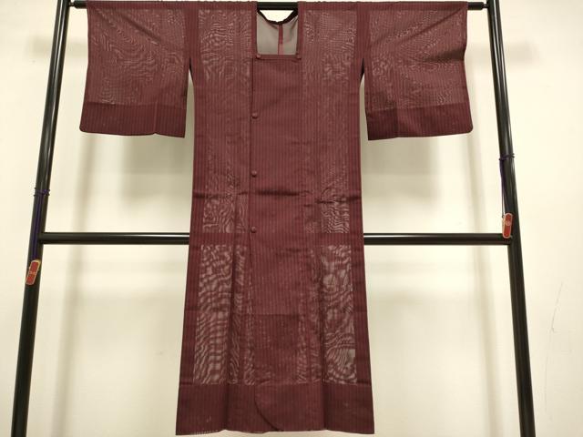 平和屋着物▽道行コート　スリーシーズン　春夏秋　塵除け　縞　ロング丈　正絹　逸品　DABJ3545du