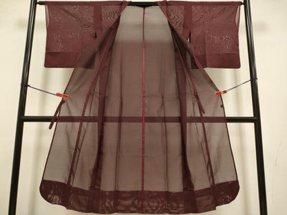 平和屋着物▽道行コート　スリーシーズン　春夏秋　塵除け　縞　ロング丈　正絹　逸品　DABJ3545du