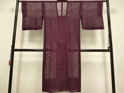 平和屋着物▽道行コート　スリーシーズン　春夏秋　塵除け　縞　ロング丈　正絹　逸品　DABJ3546du