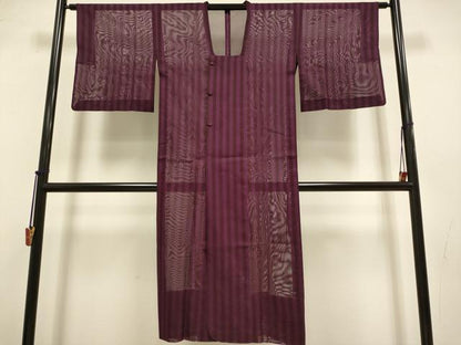 平和屋着物▽道行コート　スリーシーズン　春夏秋　塵除け　縞　ロング丈　正絹　逸品　DABJ3546du