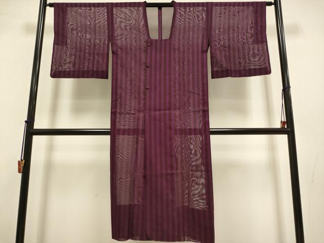 平和屋着物▽道行コート　スリーシーズン　春夏秋　塵除け　縞　ロング丈　正絹　逸品　DABJ3546du