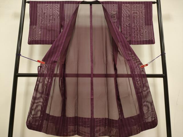 平和屋着物▽道行コート　スリーシーズン　春夏秋　塵除け　縞　ロング丈　正絹　逸品　DABJ3546du