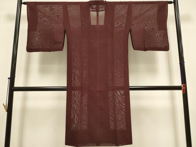 平和屋着物▽道行コート　スリーシーズン　春夏秋　塵除け　ボルドー色　ロング丈　正絹　逸品　DABJ3547du