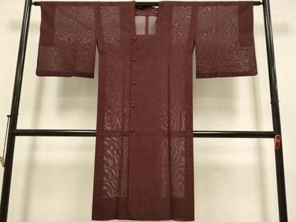平和屋着物▽道行コート　スリーシーズン　春夏秋　塵除け　ボルドー色　ロング丈　正絹　逸品　DABJ3547du