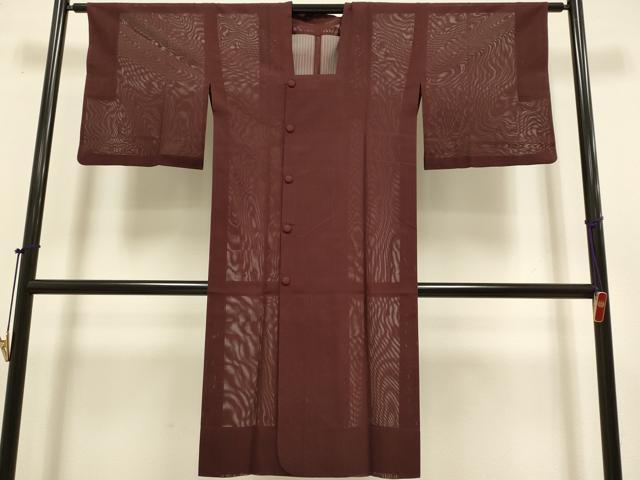 平和屋着物▽道行コート　スリーシーズン　春夏秋　塵除け　ボルドー色　ロング丈　正絹　逸品　DABJ3547du