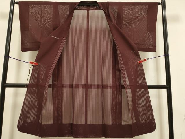 平和屋着物▽道行コート　スリーシーズン　春夏秋　塵除け　ボルドー色　ロング丈　正絹　逸品　DABJ3547du