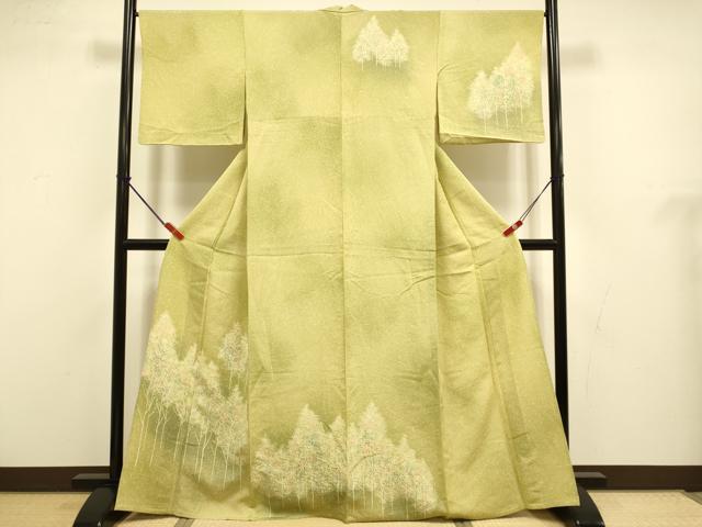 平和屋着物▽訪問着　単衣　樹林文　暈し染め　正絹　逸品　DABJ3548du