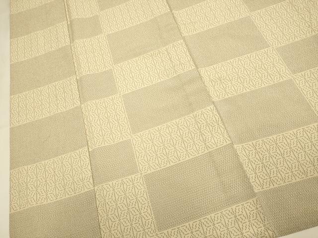 平和屋着物▽本塩沢　単衣　110亀甲　変わり市松文様　正絹　逸品　DABJ3556du