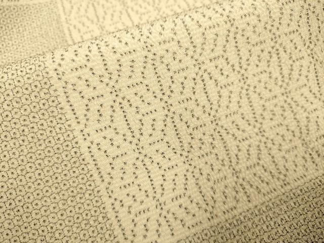 平和屋着物▽本塩沢　単衣　110亀甲　変わり市松文様　正絹　逸品　DABJ3556du