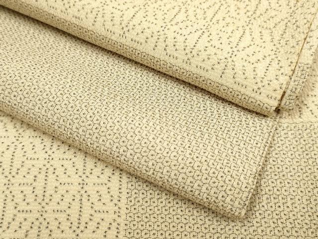 平和屋着物▽本塩沢　単衣　110亀甲　変わり市松文様　正絹　逸品　DABJ3556du