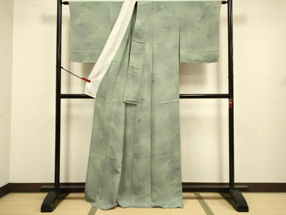 平和屋着物▽上質な小紋　単衣　蔦の葉地紋　暈し染め　正絹　逸品　未使用　DABJ3566du