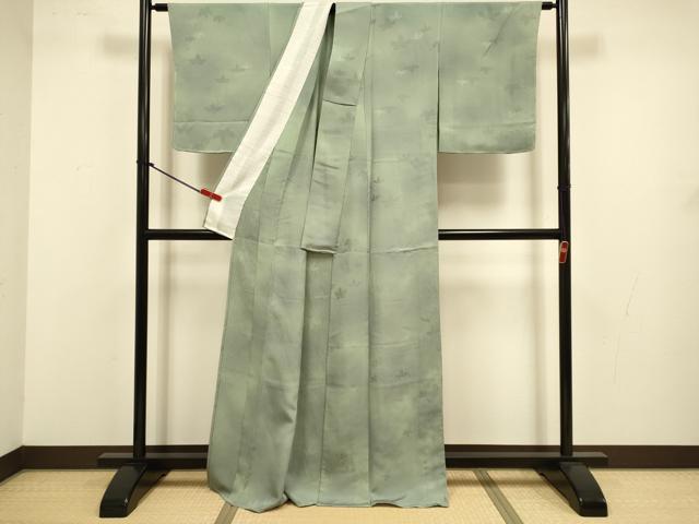 平和屋着物▽上質な小紋　単衣　蔦の葉地紋　暈し染め　正絹　逸品　未使用　DABJ3566du