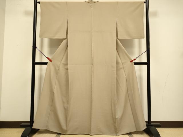 平和屋着物▽洗える最高級着物　＜英＞はなぶさ謹製　色無地　単衣　白茶色　洗える着物　DABJ3567du
