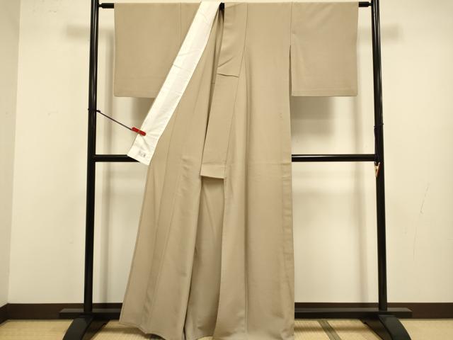 平和屋着物▽洗える最高級着物　＜英＞はなぶさ謹製　色無地　単衣　白茶色　洗える着物　DABJ3567du