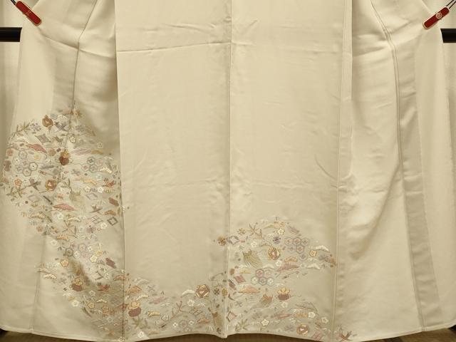 平和屋着物▽豪華色留袖　単衣　駒刺繍　総刺繍　宝尽くし　正絹　逸品　DABJ3569du