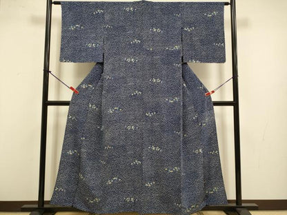 平和屋着物▽上質な小紋　単衣　草花文　正絹　逸品　未使用　DABJ3570du