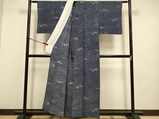 平和屋着物▽上質な小紋　単衣　草花文　正絹　逸品　未使用　DABJ3570du