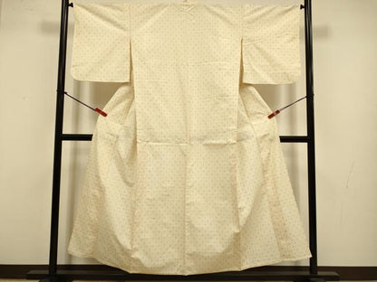 平和屋着物▽上質な紬　単衣　井桁絣　正絹　逸品　DABJ3574du