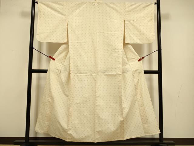 平和屋着物▽上質な紬　単衣　井桁絣　正絹　逸品　DABJ3574du