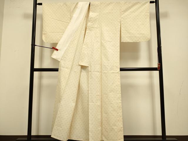 平和屋着物▽上質な紬　単衣　井桁絣　正絹　逸品　DABJ3574du