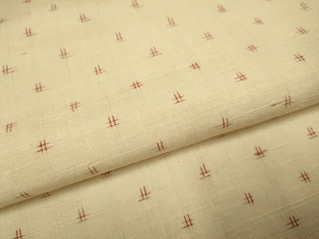 平和屋着物▽上質な紬　単衣　井桁絣　正絹　逸品　DABJ3574du