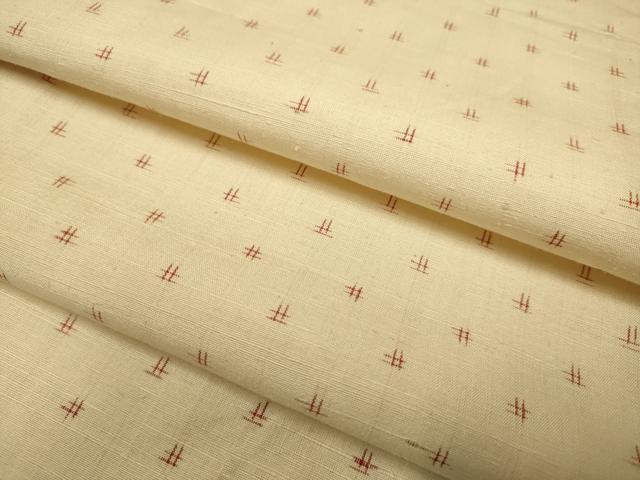 平和屋着物▽上質な紬　単衣　井桁絣　正絹　逸品　DABJ3574du
